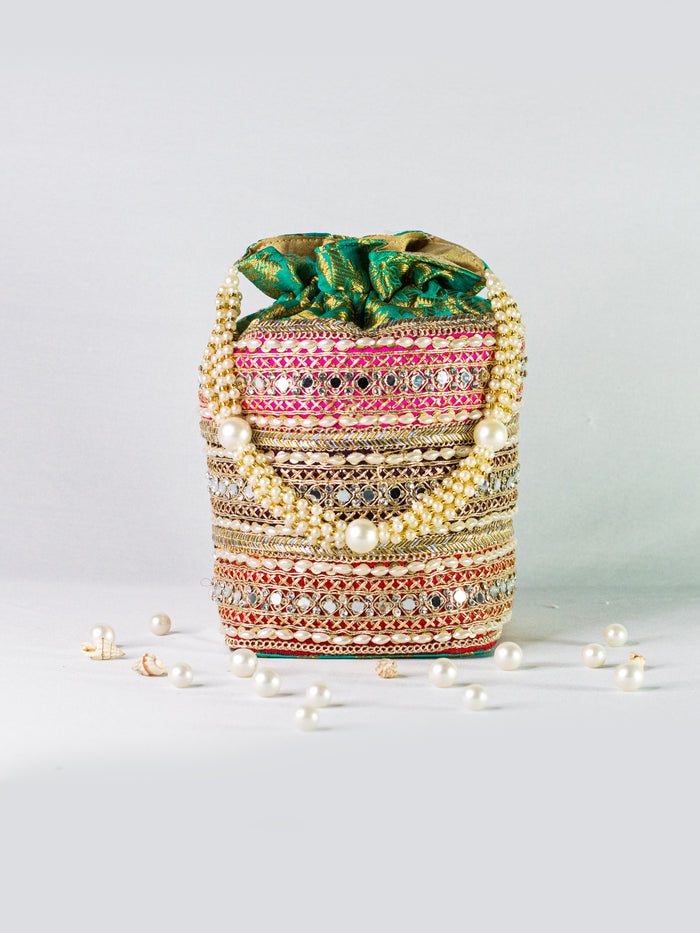 Green & Multicolor Potli