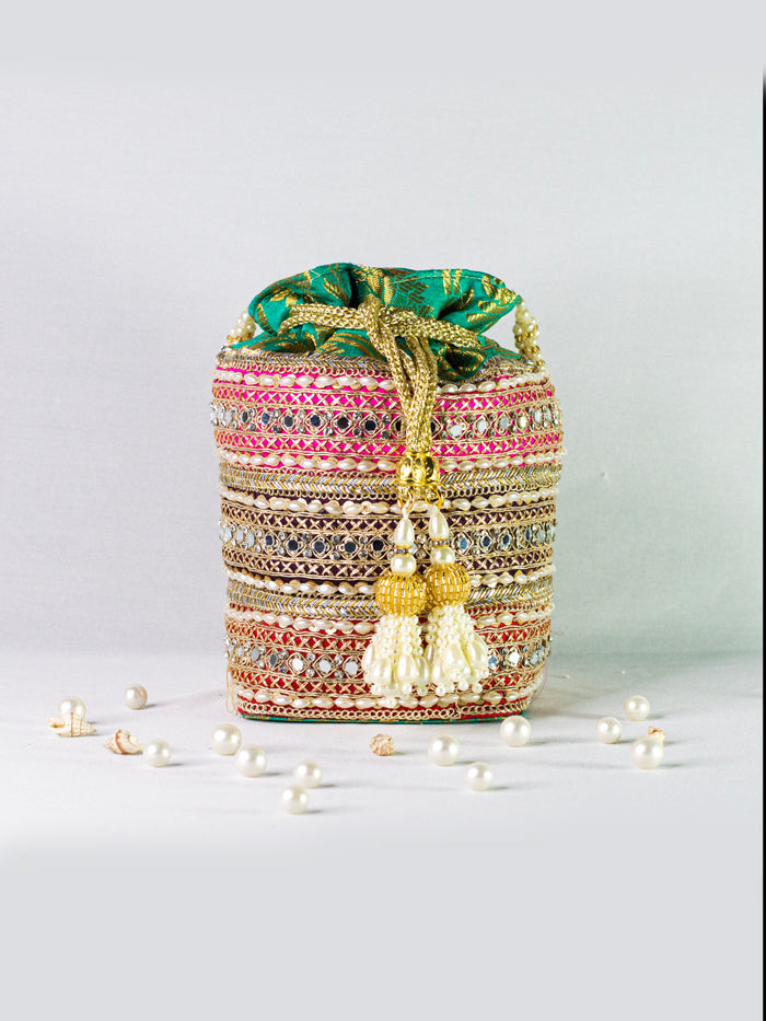 Green & Multicolor Potli