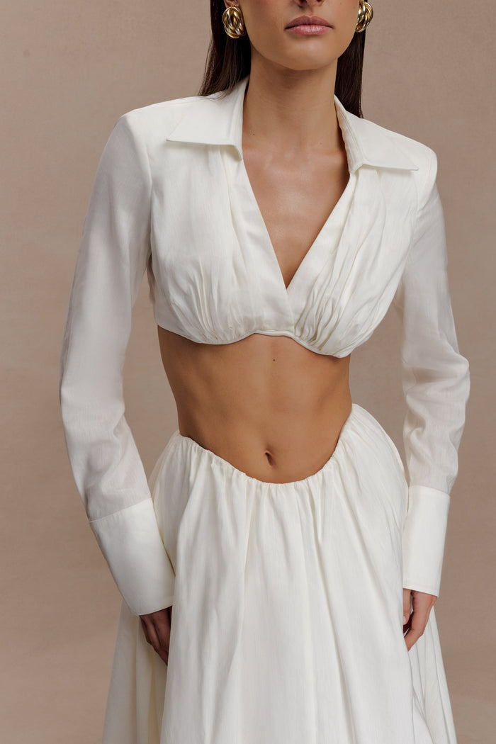 Greta Gathered Maxi Skirt - White