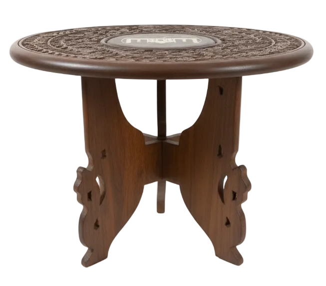 Hand Carved Wood with inlay Anglo Indian Side Table