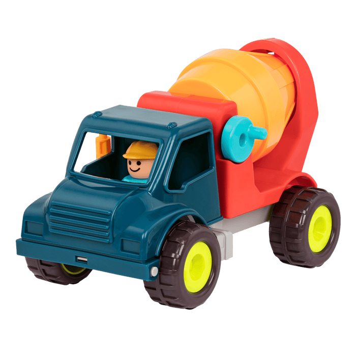 Toy cement mixer with driver.