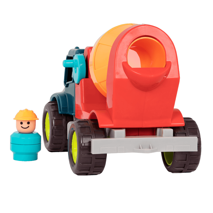Toy cement mixer with driver.