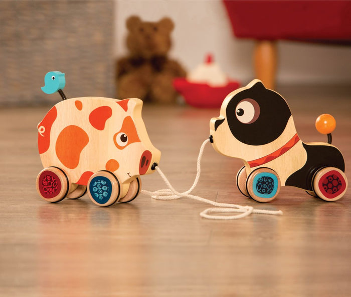 Wooden puppy pull toy