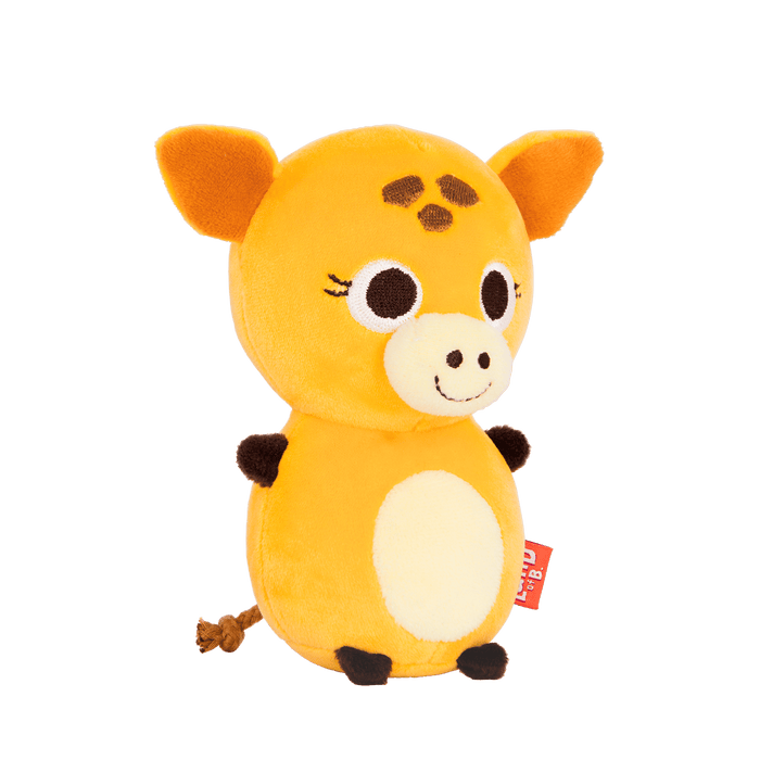 Plush giraffe with a candy hood.