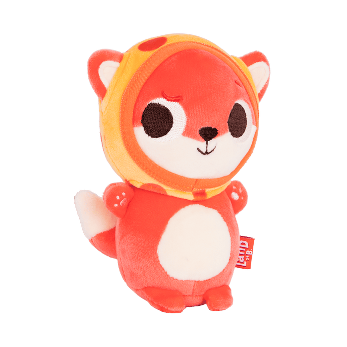 Plush fox with a pizza hood.