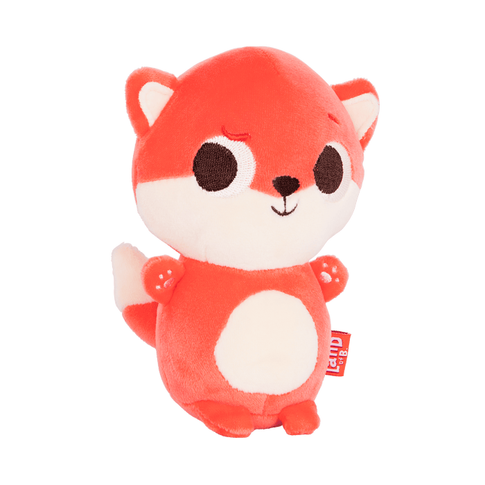 Plush fox with a pizza hood.