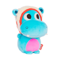 Plush hippo with a popcorn hood.