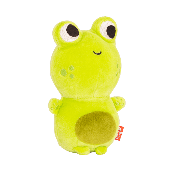 Plush frog with a cupcake hood.