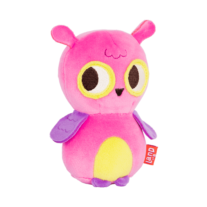 Plush owl with a donut hood.