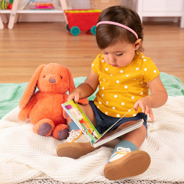 Plush bunny and board book.