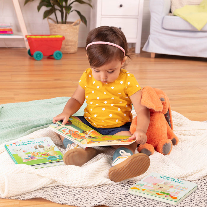 Plush bunny and board book.
