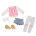 Heart jacket and rainbow leggings for 14-inch doll