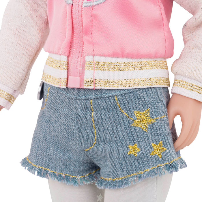 Heart jacket and rainbow leggings for 14-inch doll