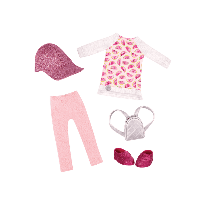 Watermelon tunic for 14-inch doll