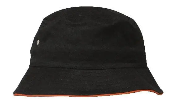 Headwear Bucket Hat With Sandwich Trim Brushed Heavy Sports Twill  *no Sandwich* X12 - City Workwear