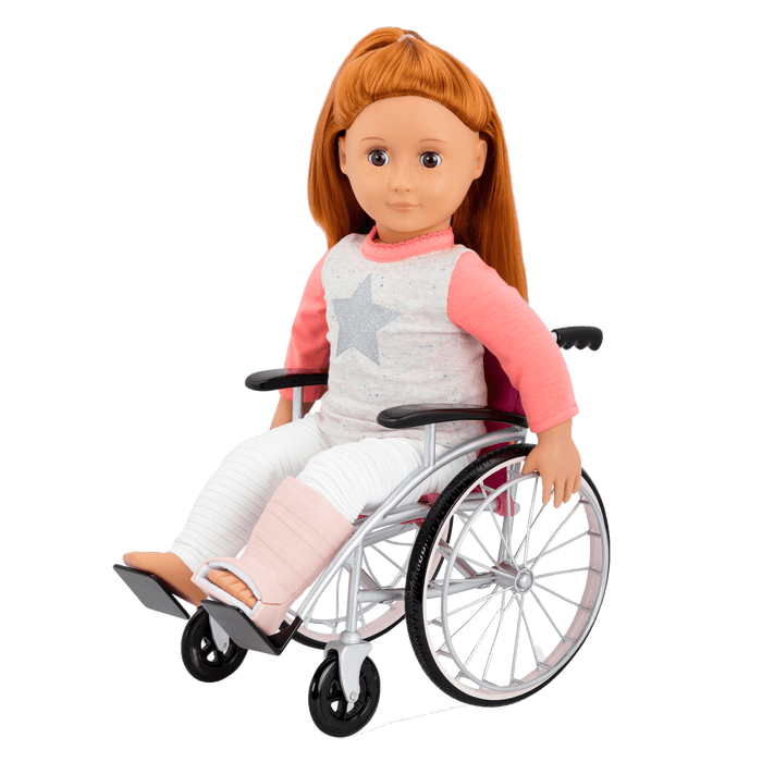 18-inch doll using medical playset and wheelchair