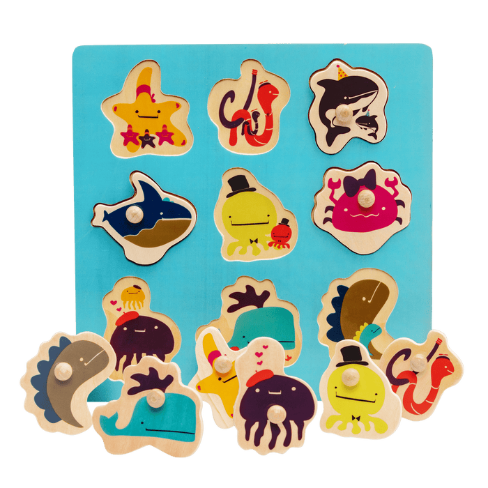 Ocean-themed wooden peg puzzle