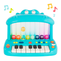 Hippo-shaped play piano for kids with 8 colorful birds.