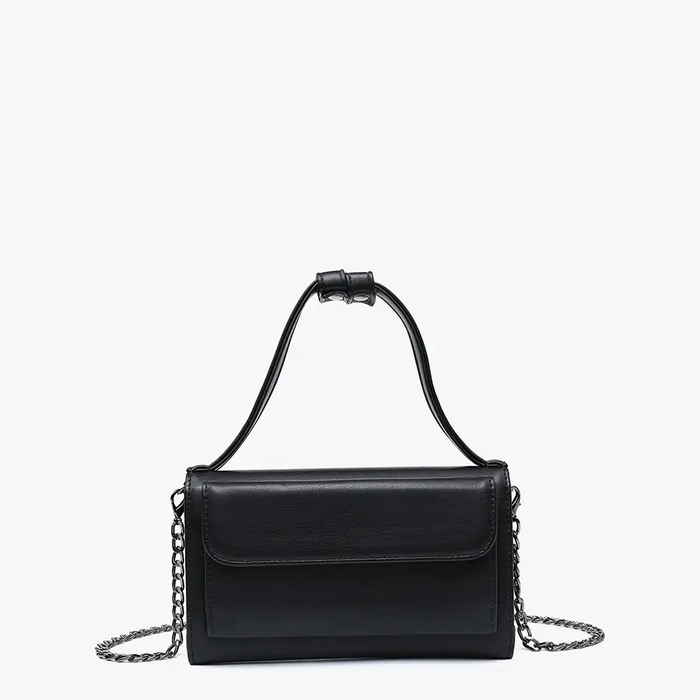 Honey Black Rectangular Crossbody With Chain