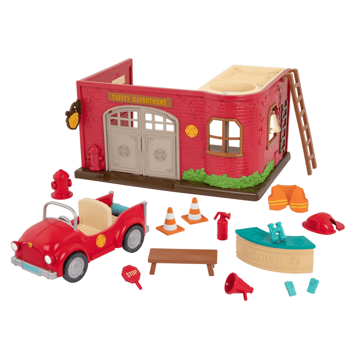 Fire department playset with fire engine