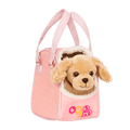Cocker spaniel dog plushie in pet carrier