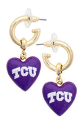 Horned Frogs Heart Drop Earrings