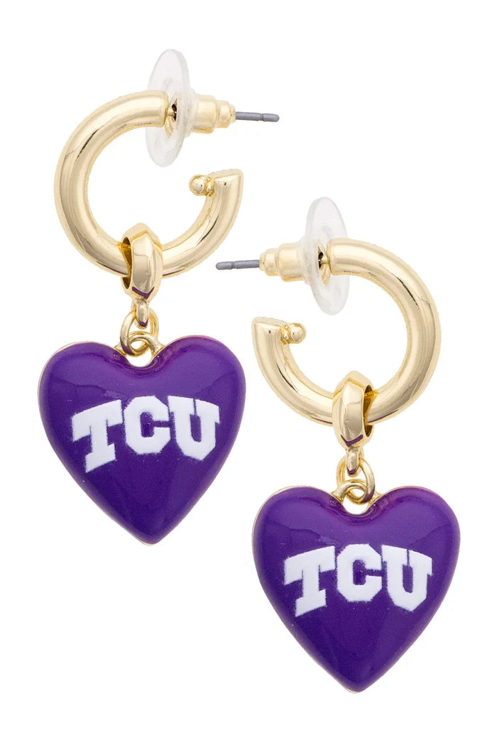 Horned Frogs Heart Drop Earrings