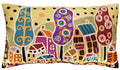 Houses Trees Flowers Karla Gerard Throw Pillow Cover Handembroidered Wool 14"x24" - KashmirDesigns