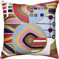 Hundertwasser Pillow Cover Blue Biomorph I Art Nouveau Cushions Hand Embroidered Wool 18x18"