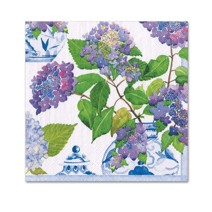 Hydrangeas and Porcelain Paper Beverage Napkins