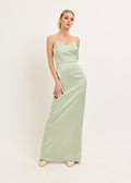 In The End Strapless Asymmetrical Satin Maxi Dress