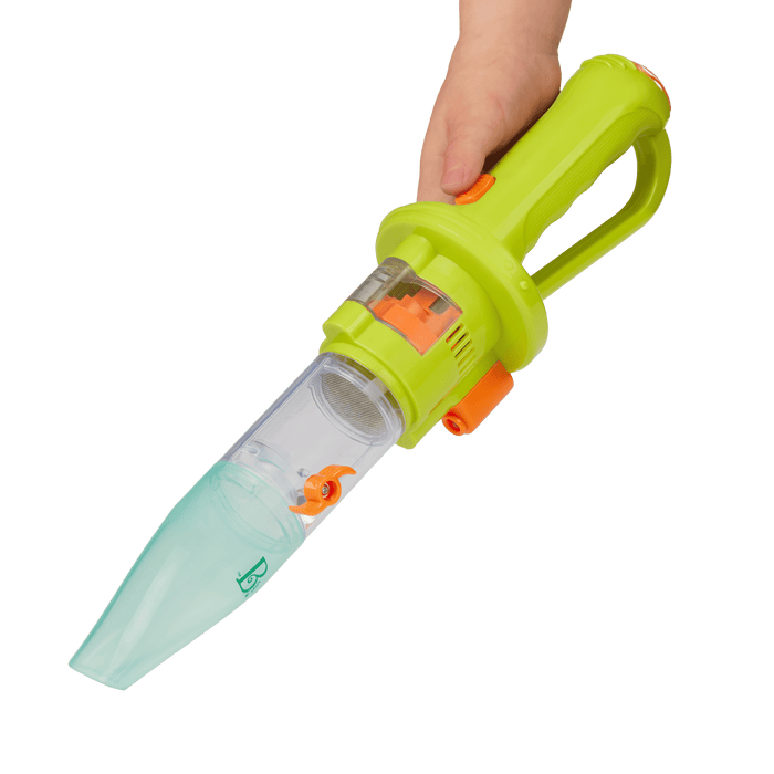 Bug catcher vacuum with magnifying glass, tweezers, toys, and capture jar