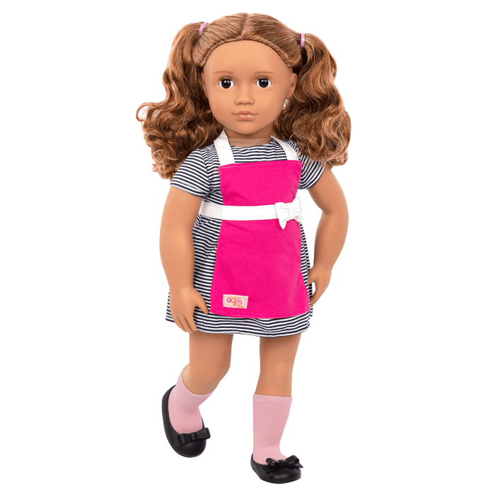 18-inch doll with light-brown hair, brown eyes, diner accessories and storybook