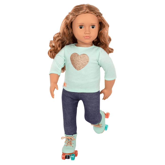 18-inch doll with light-brown hair, brown eyes, diner accessories and storybook