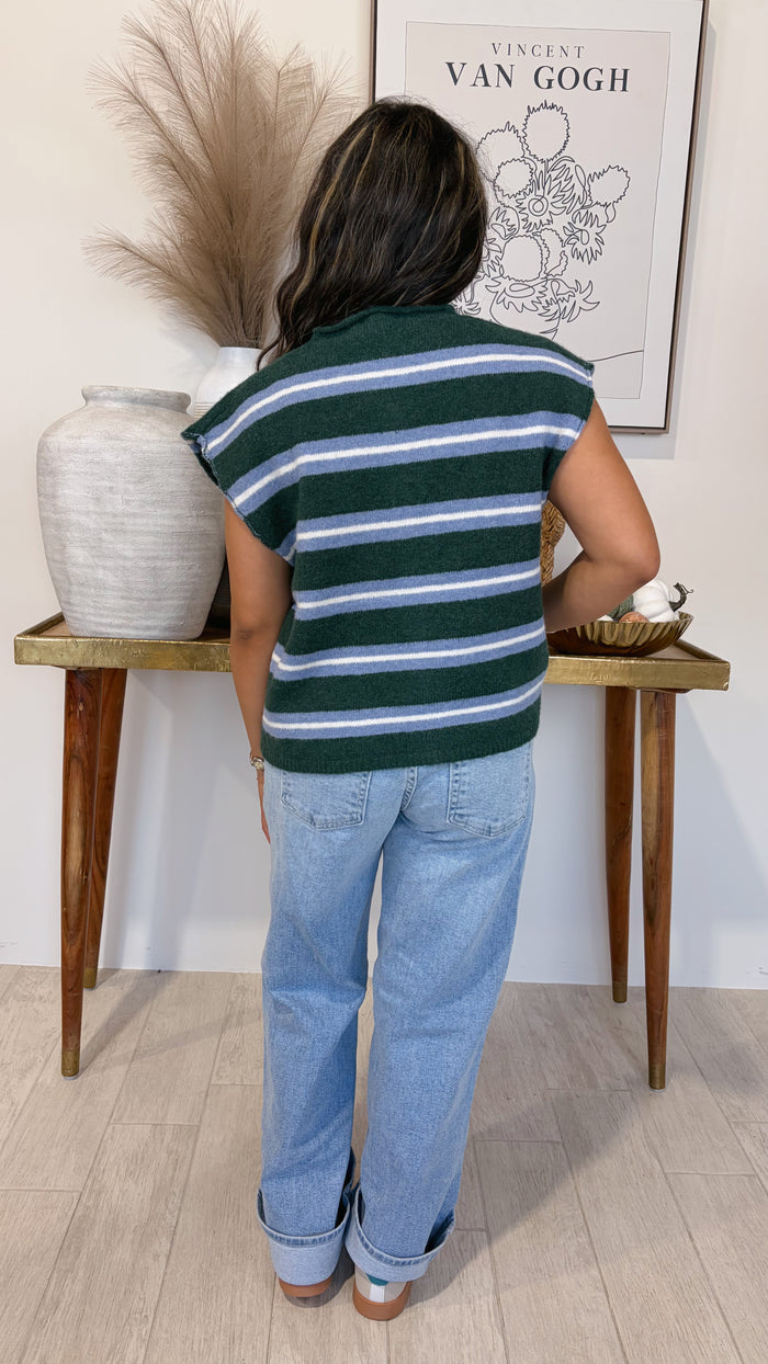 It girl striped knit sweater vest