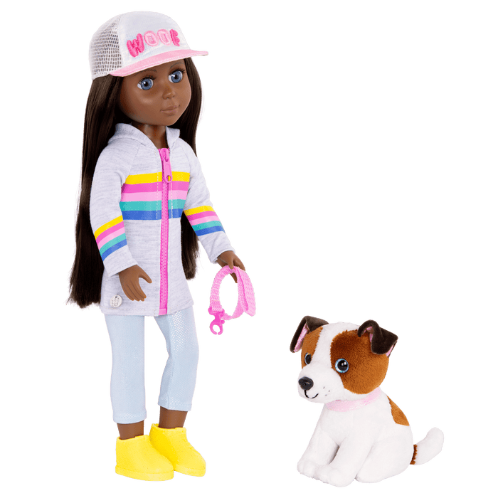 14-inch posable doll walking Shiba Inu dog plushie