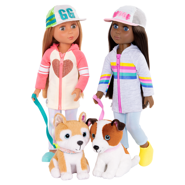 14-inch posable doll walking Shiba Inu dog plushie