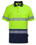 JB'S Wear Work Wear Lime/Navy / 2XS Jb's Hv S/s D+n C/back Segmented Tape Polo 6HMSS