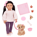 Our Generation 18-inch Doll Jin & Pet Dog Plush Charm
