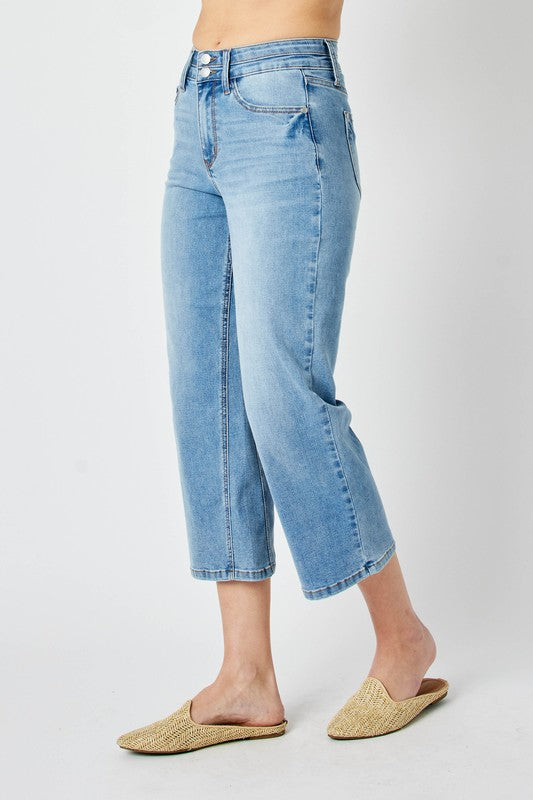 Judy Blue Double Crop Wide Leg Jeans
