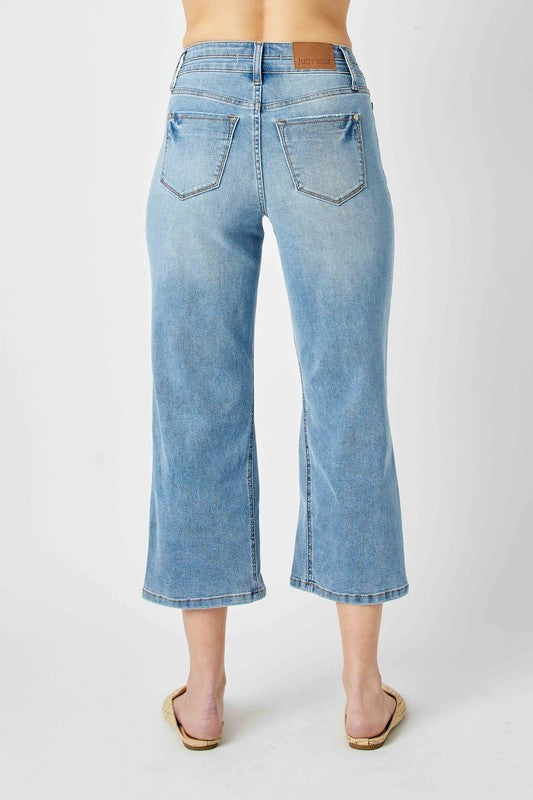 Judy Blue Double Crop Wide Leg Jeans