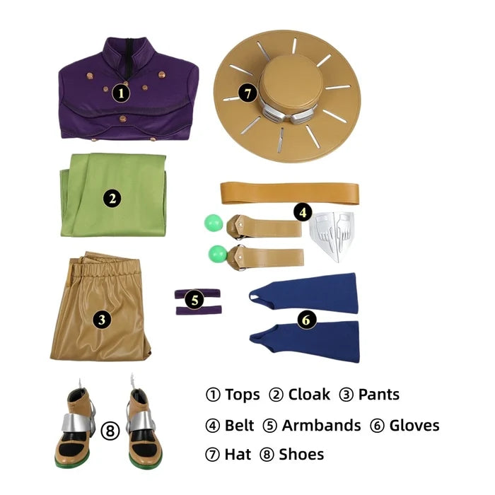 Julius Caesar Zeppeli Costume - JoJo's Bizarre Adventure Full Set Replica - Women Adult Cosplay