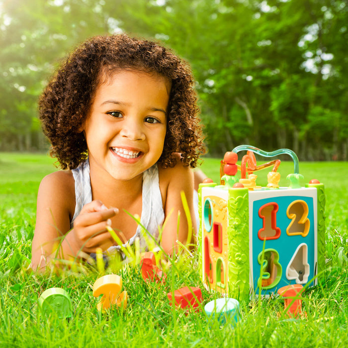 Jungle-themed activity center with number and animal shapes.