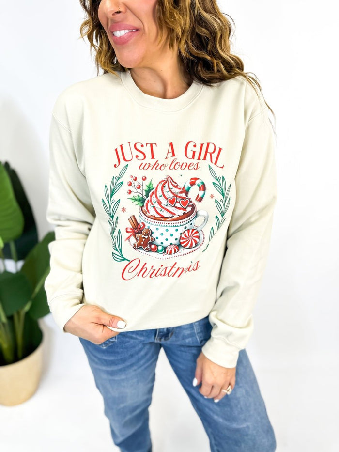 Just A Girl Who Loves Christmas Graphic Pullover - FINAL SALE - Macoma Boutique555 Presales