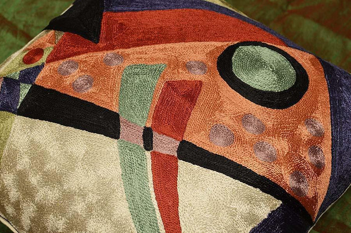 Kandinsky Abstract Composition Orange Silk Throw Pillow Cover 18" x 18" - KashmirDesigns