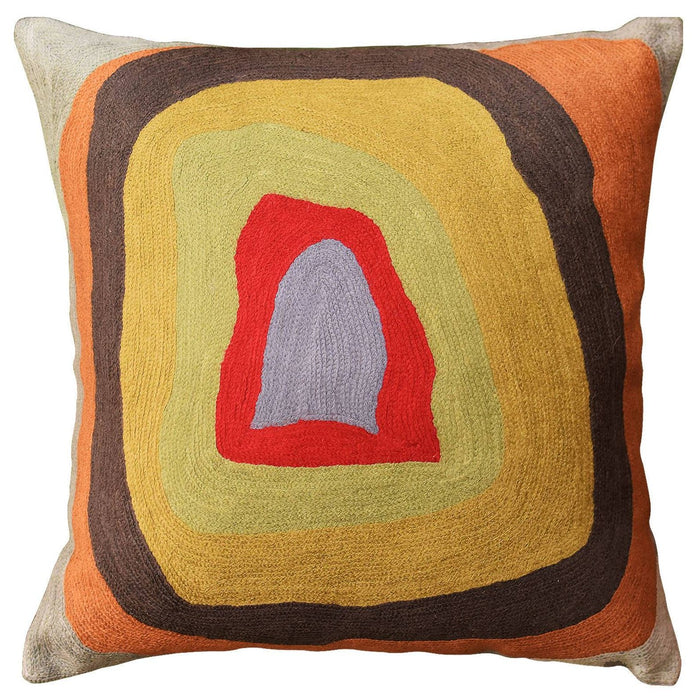 Kandinsky Colorful Soul Decorative Pillow Cover Wool Hand Embroidered 18" x 18" - KashmirDesigns