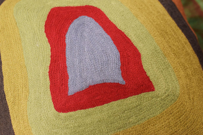 Kandinsky Colorful Soul Decorative Pillow Cover Wool Hand Embroidered 18" x 18" - KashmirDesigns