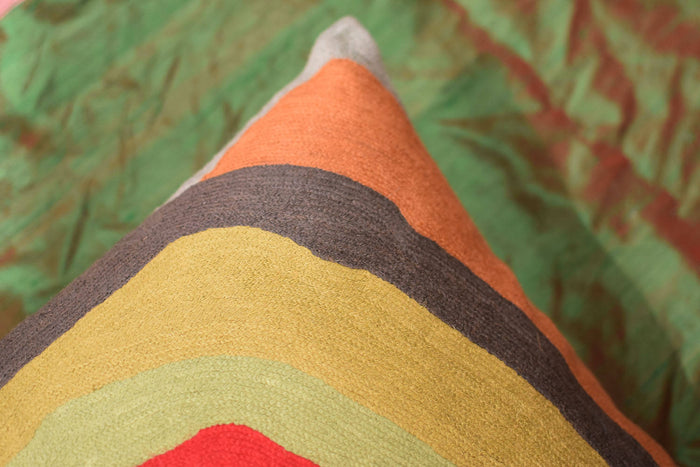 Kandinsky Colorful Soul Decorative Pillow Cover Wool Hand Embroidered 18" x 18" - KashmirDesigns