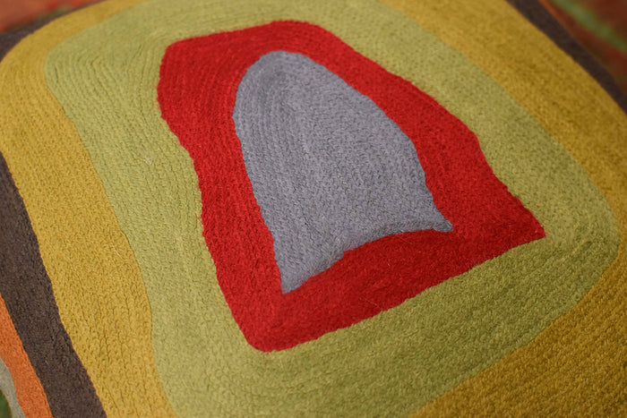 Kandinsky Colorful Soul Decorative Pillow Cover Wool Hand Embroidered 18" x 18" - KashmirDesigns