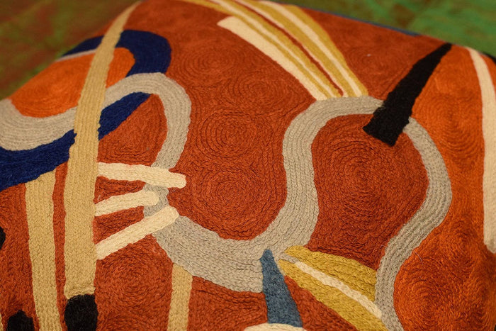 Kandinsky Decorative Pillow Cover Intuitive Flow II Wool HandEmbroidered 18x18 - KashmirDesigns
